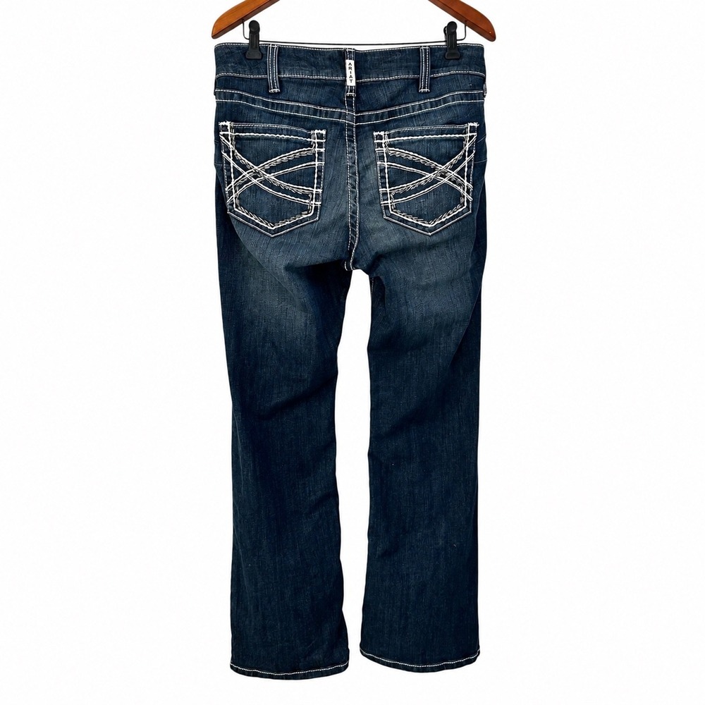 Ariat Real Mid Rise Boot Entwined Jeans Marine Wash Bootcut Embroidered 31S